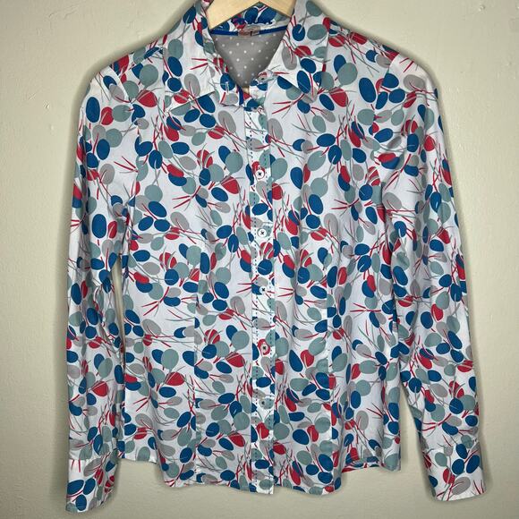 Boden Button Down Shirt 4 Flip Cuff Long Sleeve 100% Cotton Polka Dot Preppy Top - Picture 5 of 8